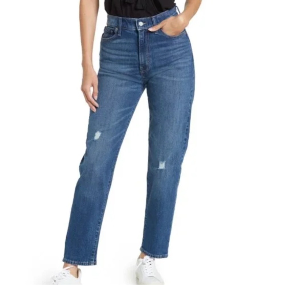 Lucky Brand Women 2/26 Medium Wash Distressed Drew High Rise Ankle Mom Jean NWT